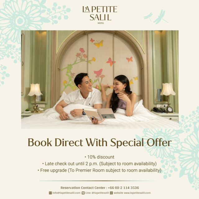 Book Direct, Save More

Book direct from our official website, use promotion code "lapetite" to enjoy extra 10% discount on all promotions plus more benefits.

✨ Late check out until 2 p.m. (Subject to room availability)
✨ Free upgrade (to Premier Room, subject to room availability)

Choose from our hotels with great locations in downtown Bangkok.

📍 La Petite Salil Sukhumvit 8
📍 La Petite Salil Sukhumvit 11
📍La Petite Salil Sukhumvit Thonglor 1

Book now: https://bit.ly/3hvmZ7C

For more information
📱 Line: @lapetitesalil
📞 Tel: 66 (0) 02 114 3536
📧 info@lapetitesalil.com
www.lapetitesalil.com

#lapetitesalilhotels #salilhotelsgroup