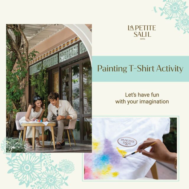 Join our shirt painting activity and learn how to make a plain white T-shirt an artist’s canvas. 🖌️

Available for our guests at all La Petite Salil hotels, every afternoon from 2 to 5 P.M.

Check room rate and availability here:
👉 La Petite Salil Sukhumvit Thonglor 1: http://bit.ly/3mDNRom
👉 La Petite Salil Sukhumvit 11: http://bit.ly/3yyhXwl
👉 La Petite Salil Sukhumvit 8: http://bit.ly/3yAhf1w

For more information 
📱 Line: @lapetitesalil
📞 Tel: 66 (0) 02 114 3536
📧 info@lapetitesalil.com
www.lapetitesalil.com

#LaPetiteSalilHotels